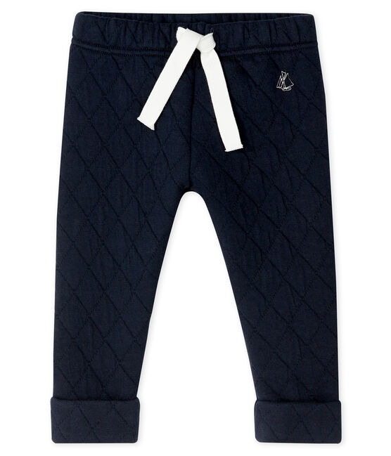 Pantalone in tubique trapuntato bebè maschio blu SMOKING