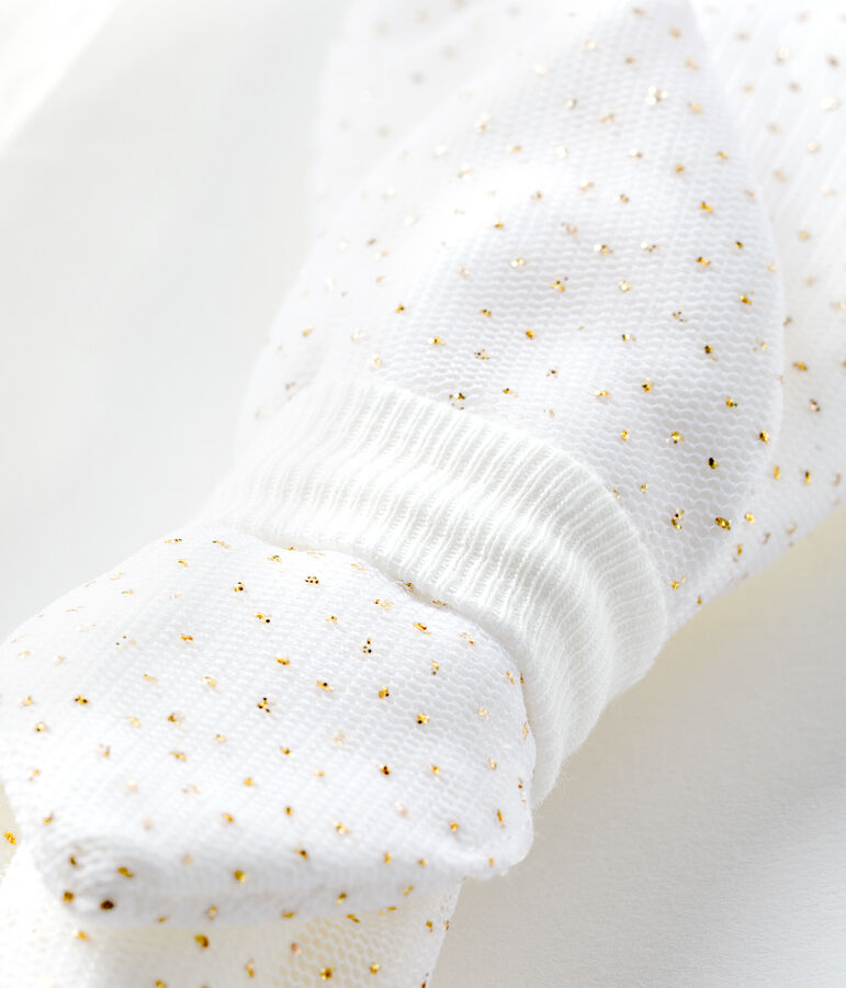 Fascia beb&egrave; femmina in tulle bianco/rosa