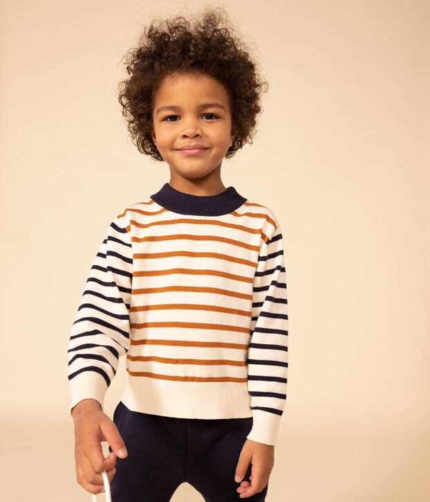 Maglione alla marinara in cotone bambino unisex ecru/multicolore