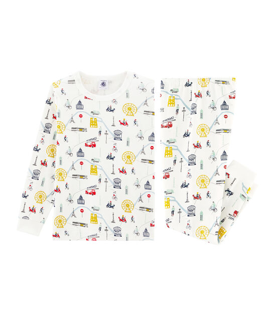 Pigiama bambino a costine bianco MARSHMALLOW/bianco MULTICO
