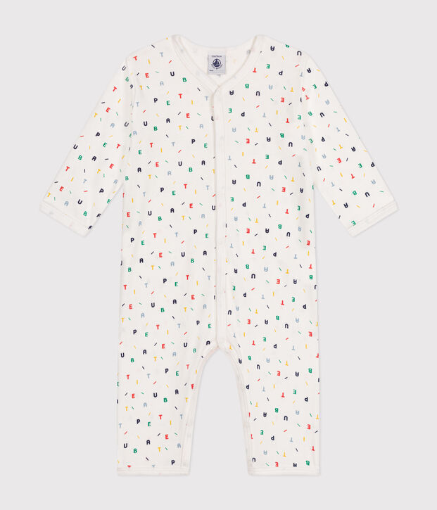 Pigiama senza piedini in cotone neonato bianco/multicolore