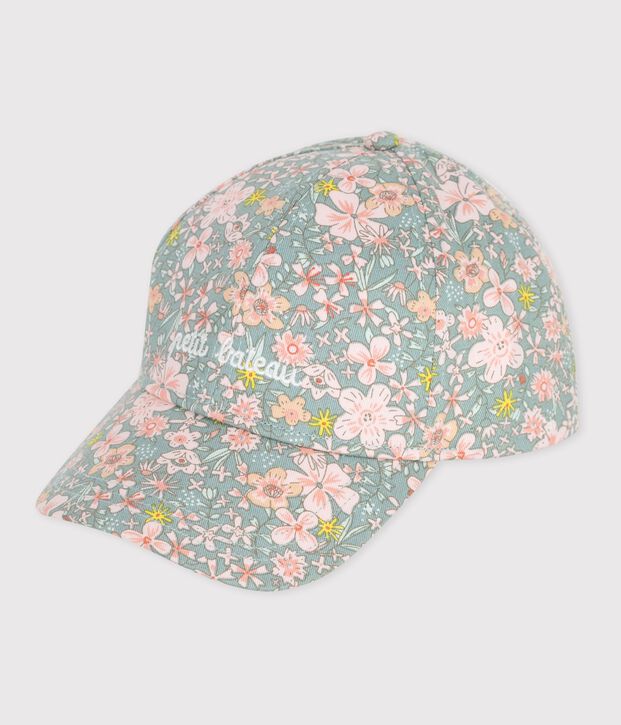 Cappellino fantasia a fiori bambina blu/multicolore