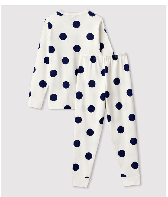 Pigiama bambina/bambino fantasia grafica in cotone biologico bianco MARSHMALLOW/blu MEDIEVAL