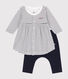 Abito marinière e leggings in cotone per bebè