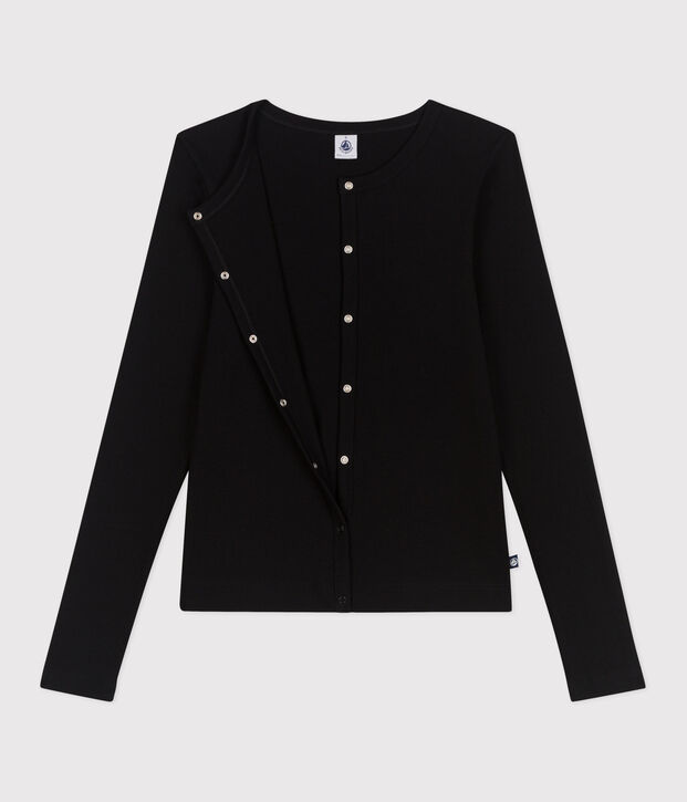Cardigan in cotone tinta unita donna nero