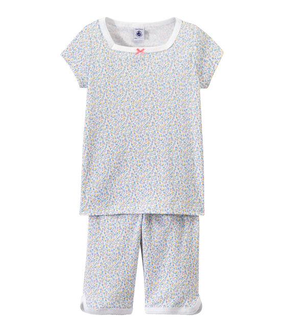 Pigiama corto bambina stampato bianco ECUME/bianco MULTICO
