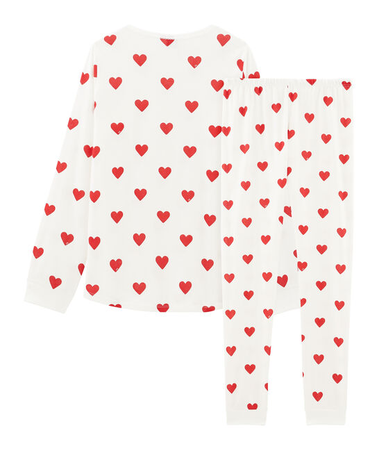 Pigiama ragazza - ragazzo a costine bianco MARSHMALLOW/rosso TERKUIT