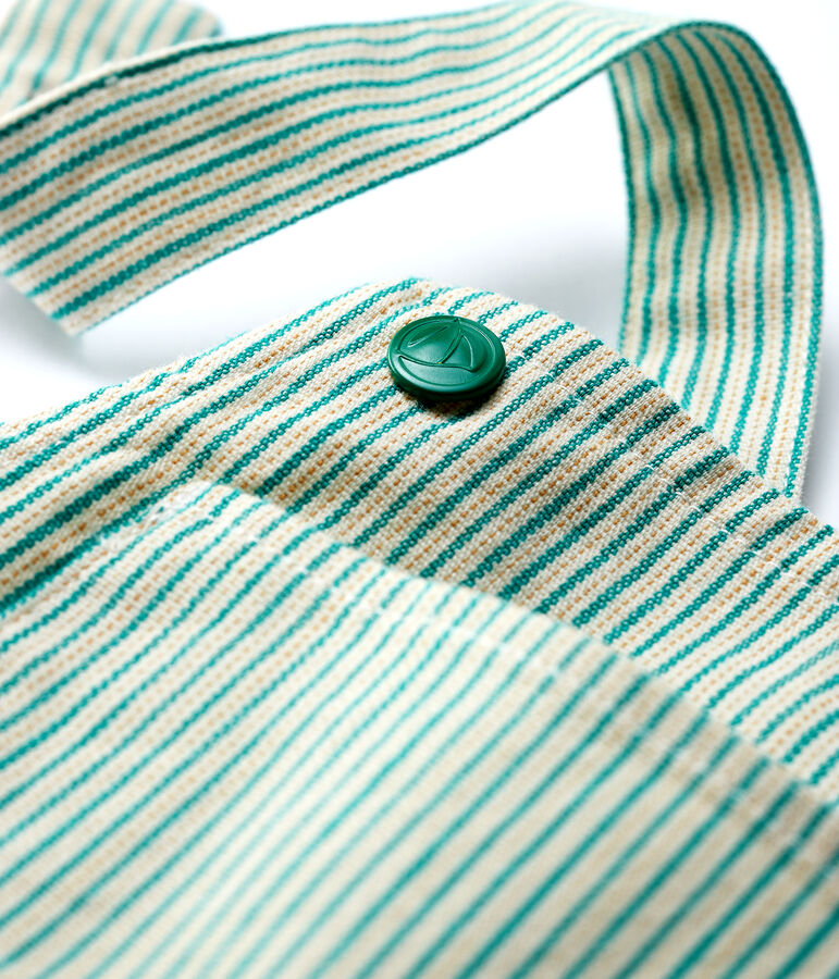 Salopette corta in tessuto serge beb&egrave; maschio bianco MARSHMALLOW/verde GAZON