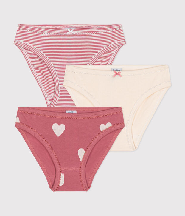 Set di 3 slip in cotone a cuori bambino multicolore