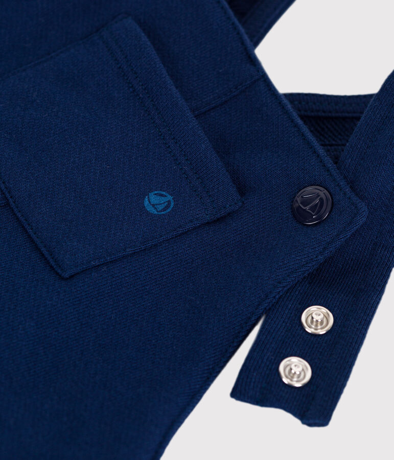 Salopette lunga in cotone tinta unita neonato blu