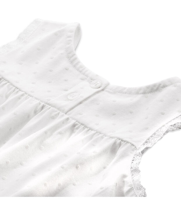 Pigiama corto bambina a pois tono su tono bianco