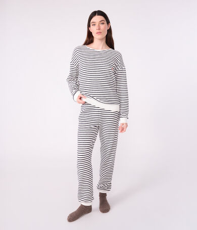 Pigiama in spugna di cotone a righe donna