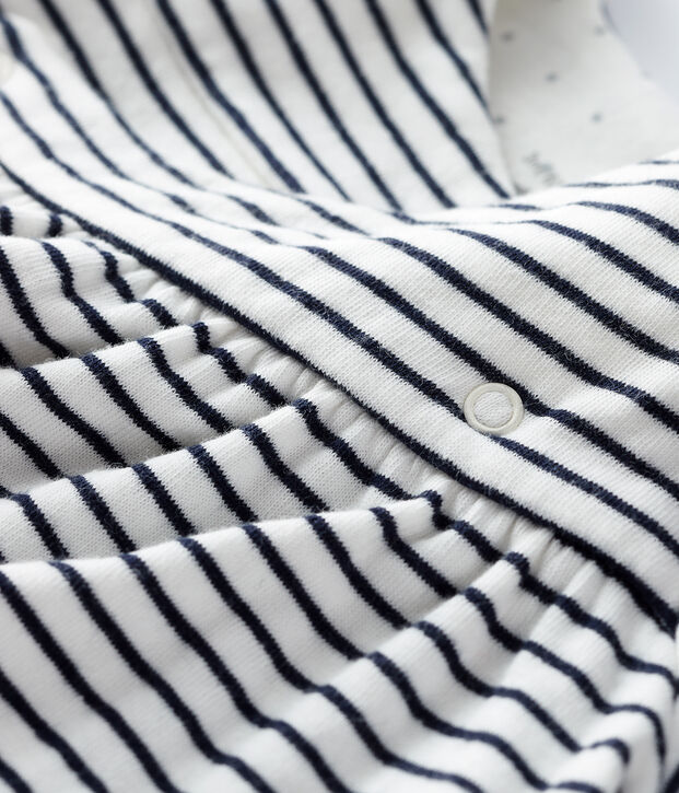 Abito a righe a maniche lunghe in tubique bianco/blu