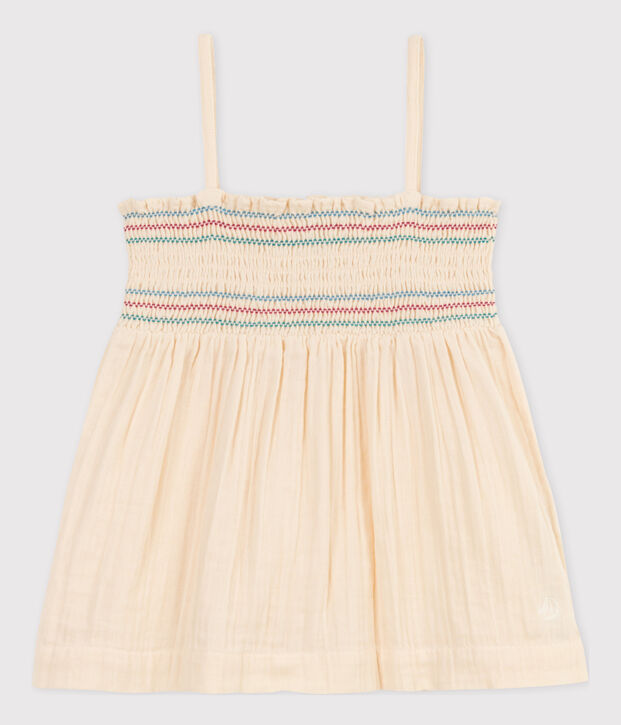 Blusa senza maniche in garza di cotone bambina ecru