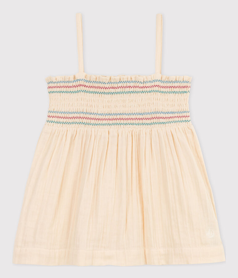 Blusa senza maniche in garza di cotone bambina ecru