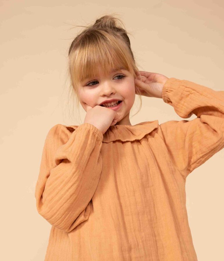 Blusa in garza di cotone bambina rosa SIENNA