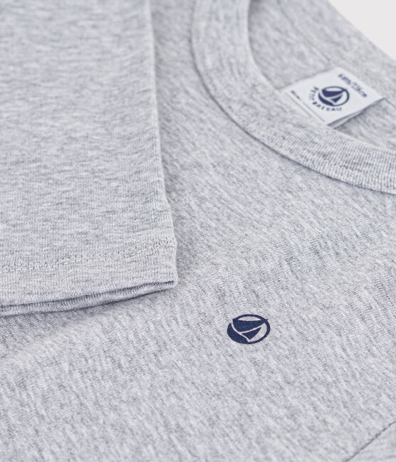 T-shirt a maniche lunghe in cotone tinta unita bambino grigio FUMEE CHINE