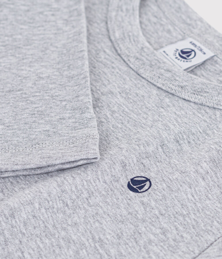 T-shirt a maniche lunghe in cotone tinta unita bambino grigio