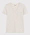 T-shirt L'Iconique scollo a V in cotone tinta unita donna grigio BELUGA CHINE