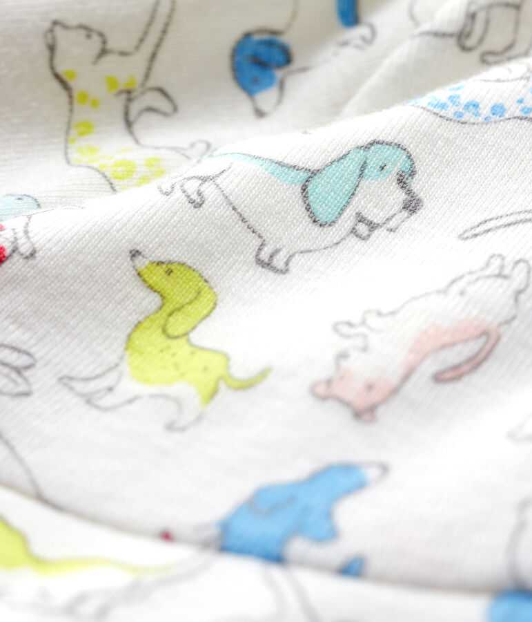 Cappello alla pescatora beb&egrave; in spugna bouclette di cotone biologico bianco/multicolore