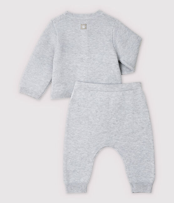 Completo 2 pezzi grigio bebè in tricot di cotone biologico grigio POUSSIERE CHINE