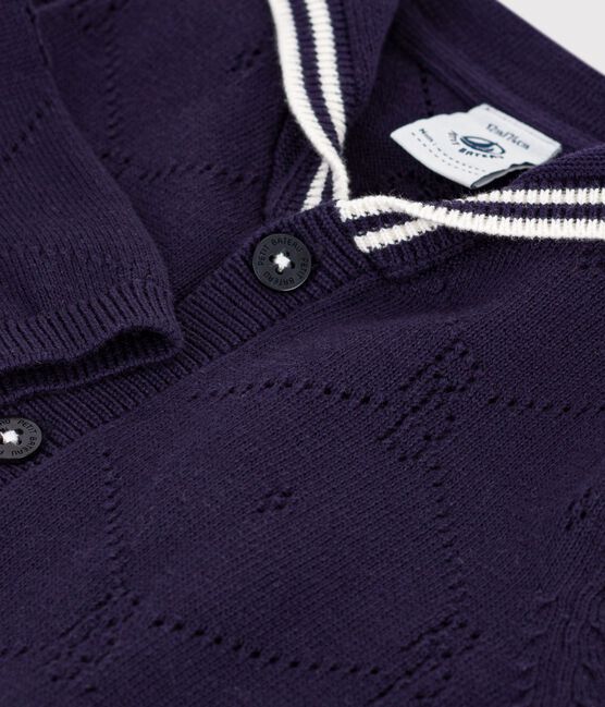 Cardigan con colletto alla marinara in cotone traforato neonato blu SOIR