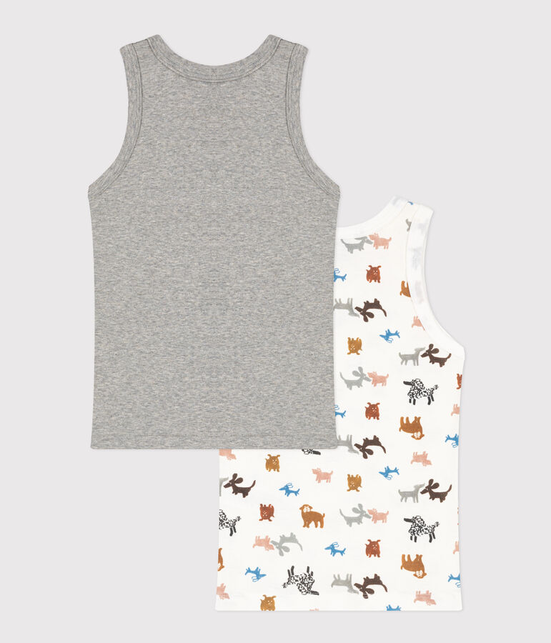 Confezione da 2 canottiere bambino in cotone motivo cane variante 1