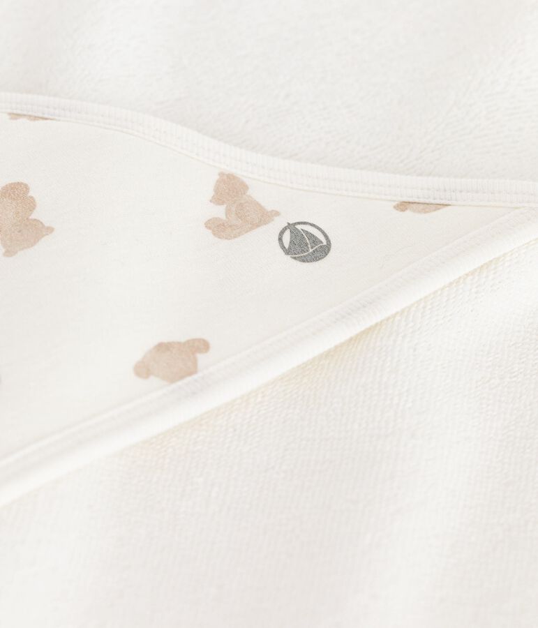 Asciugamano quadrato da bagno in cotone neonato bianco/BRUN