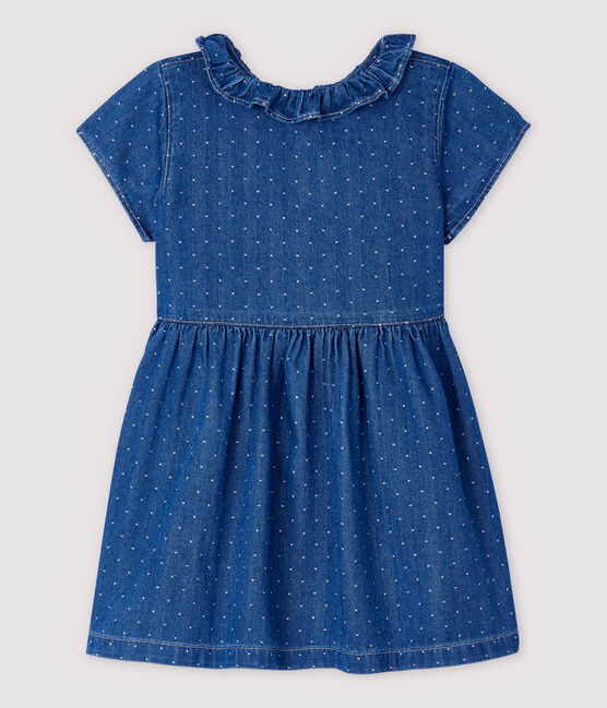 Abito in denim chiaro a pois per bebè femmina blu DENIM CLAIR