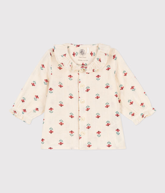 Blusa bebè in garza di cotone con stampa bianco AVALANCHE/ MULTICO