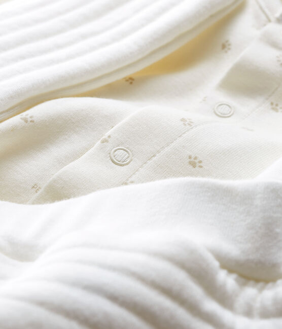 Completo tre pezzi bebè in tubique bianco MARSHMALLOW