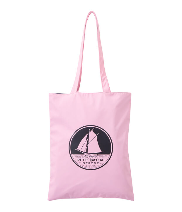 Borsa shopping per donna in tinta unita in materiale idrorepellente rosa