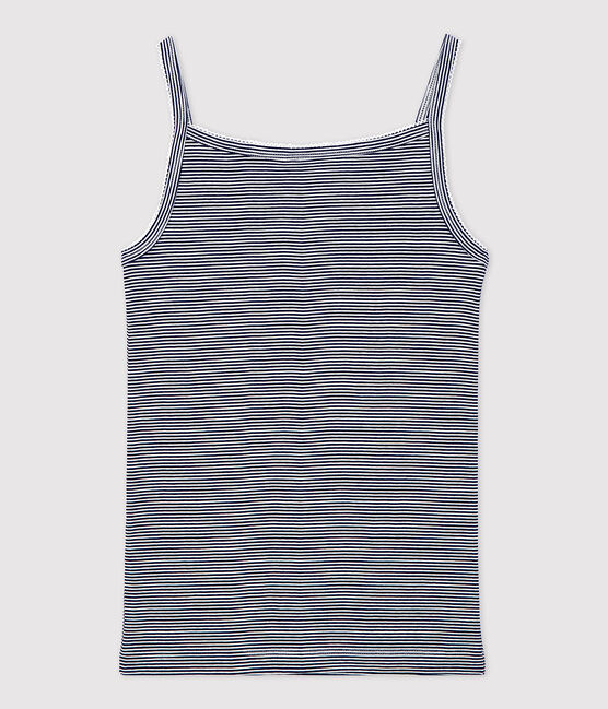 Canottiera con spalline L'ICONIQUE in cotone donna blu SMOKING/bianco MARSHMALLOW