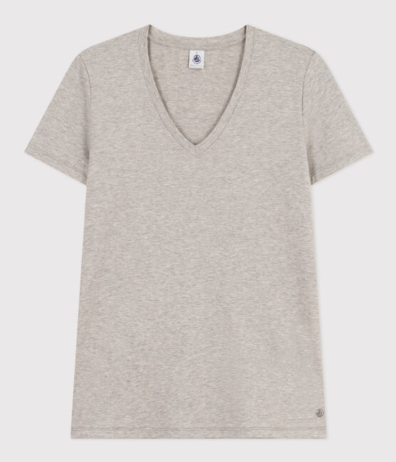 T-shirt LE DROIT scollo a V in cotone Donna grigio CHATON CHINE