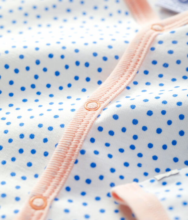 Tutina pigiama beb&egrave; in cotone biologico bianco/blu