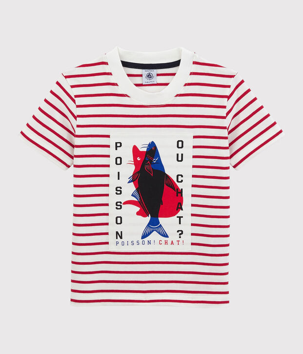 T-shirt maniche corte in jersey bambino bianco/rosso