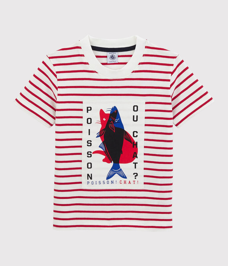 T-shirt maniche corte in jersey bambino bianco MARSHMALLOW/rosso TERKUIT