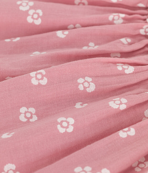 Gonna in cotone a fiori bambina rosa/bianco