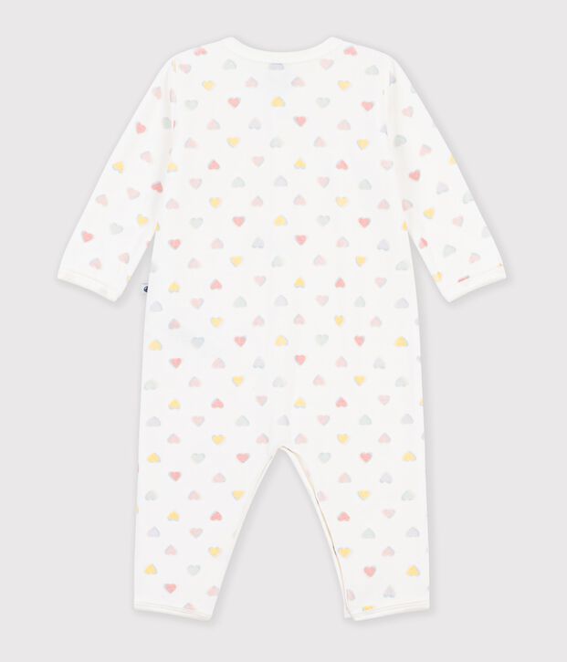Pigiama in ciniglia senza piedini con stampa a cuori neonato bianco/multicolore