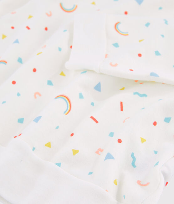 Pigiama fantasia coriandoli bambina in molleton bianco MARSHMALLOW/bianco MULTICO