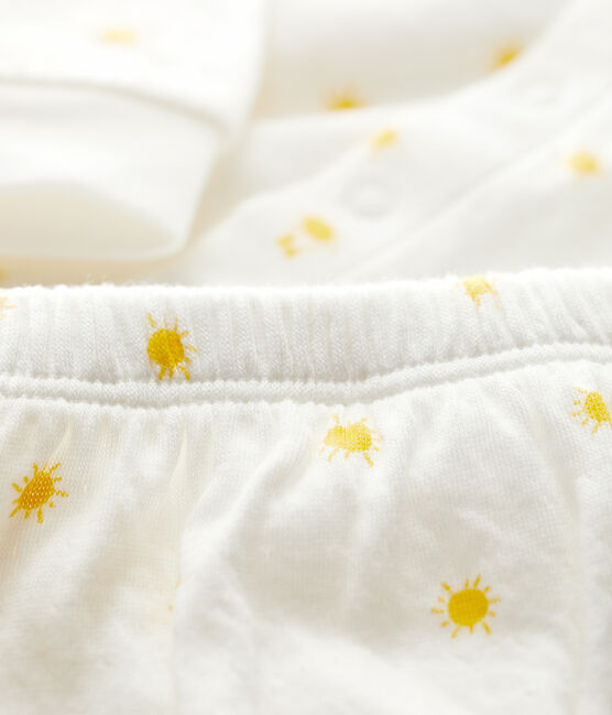 Completo 2 pezzi bebè in tubique biologico con stampa del sole bianco MARSHMALLOW/ ORGE