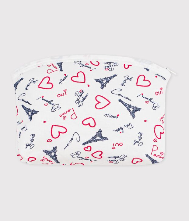 Pochette in cotone con stampa Parigi neonato bianco/multicolore