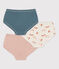 Confezione da 3 slip con motivo uccelli in cotone da bambina variante 1