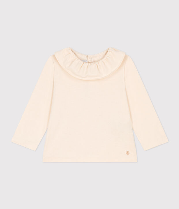 Blusa a manica lunga in jersey per beb&egrave; ecru