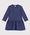 Abito a maniche lunghe in cotone a righe bambina blu/viola