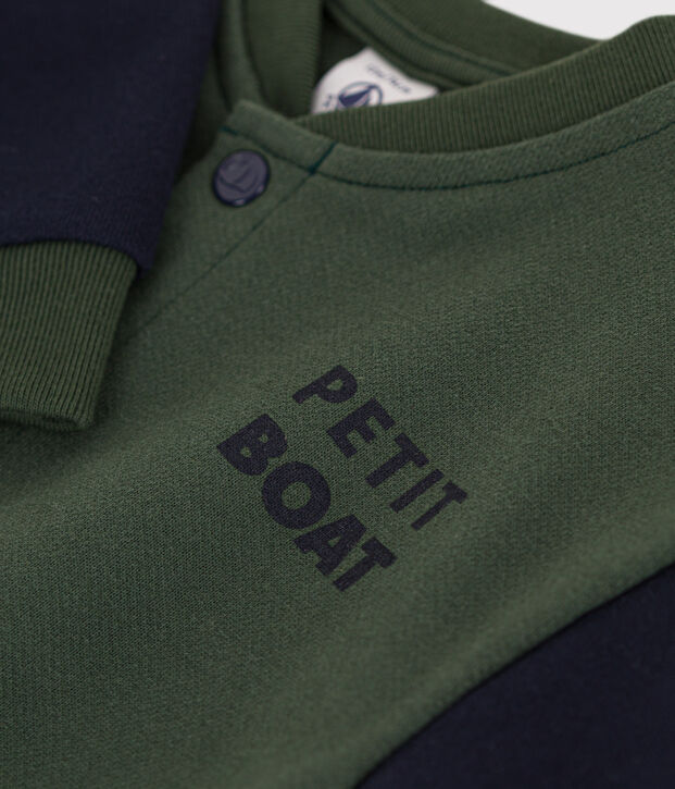 Cappotto letter jacket in tessuto felpato per beb&egrave; verde/blu