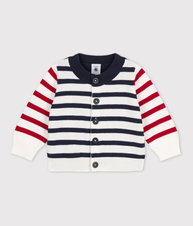 Cardigan in maglia di cotone per neonati bianco MARSHMALLOW/bianco MULTICO