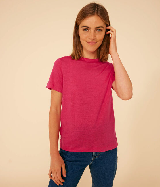 T-shirt L'ICONIQUE in lino da donna rosa DELHI