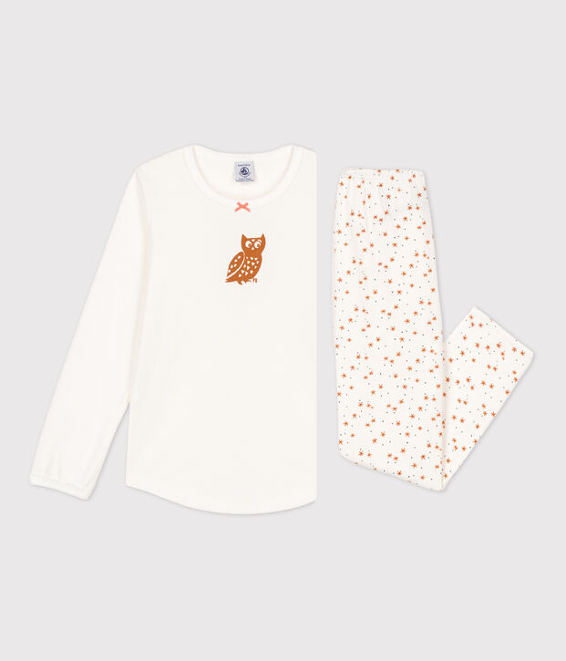 Pigiama bambina in cotone bianco/multicolore