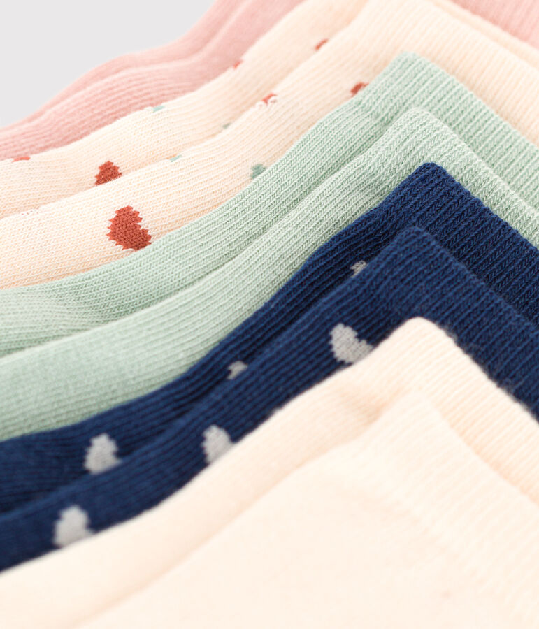 5 paia di calzini beb&egrave; in cotone a cuori multicolore
